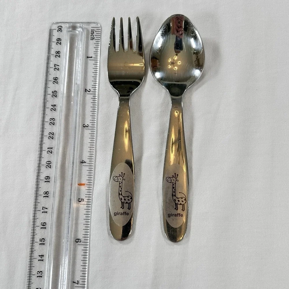 Lot of 2 EliteBloom Youth Toddler Flatware Giraffe Fork Spoons 6